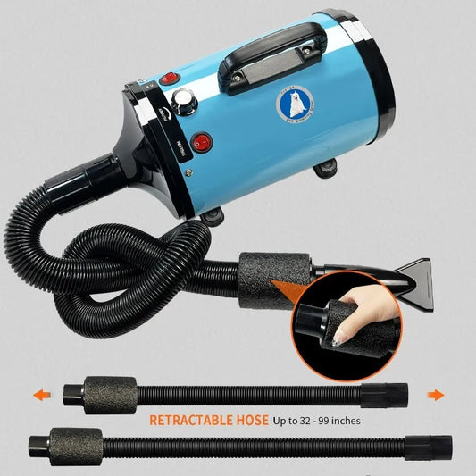 Dog Hair Dryer Pet Grooming Hair Dryer Adjustable Temperature and Speed High Power Suitable for Small, Medium and Large Dogs