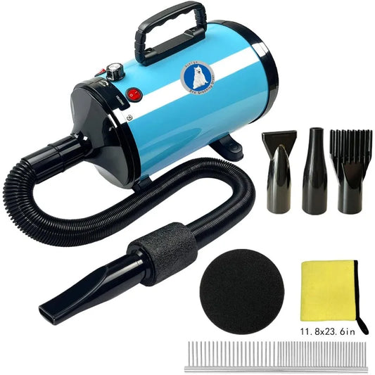 Dog Hair Dryer Pet Grooming Hair Dryer Adjustable Temperature and Speed High Power Suitable for Small, Medium and Large Dogs